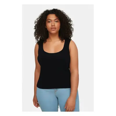 Trendyol Curve Black Diver/Scuba Knitted Plus Size Blouse