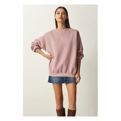 Happiness İstanbul Women's Powder Raised Basic Sweatshirt