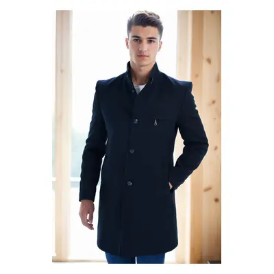 PLT8367 DEWBERRY MEN'S COAT-PLAIN NAVY BLUE