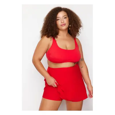 Trendyol Curve Red Short Skirted Mini Plus Size Bikini Bottom