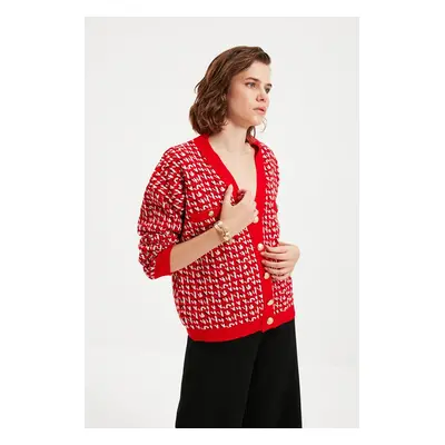 Trendyol Red Wide Fit Knitwear Cardigan