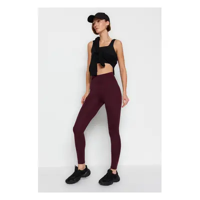 Trendyol Dark Cherry Široký pas Elastické Extra zotavení po celé délce Pletené sportovní legíny