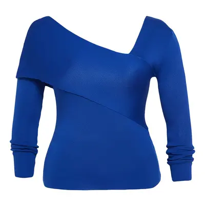 Trendyol Curve Saks Asymmetrical Collar Body-hugging Fine Knitwear Sweater