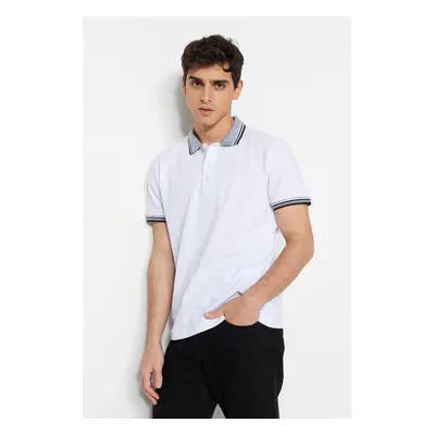 Trendyol White Slim/Slim Cut 100% Polo Neck T-shirt