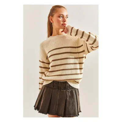 Bianco Lucci Women's Striped Thessaloniki Knitted Knitwear Sweater