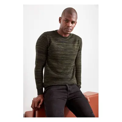 Trendyol Khaki Slim Slim Fit Crew Neck Gradient Knitwear Sweater