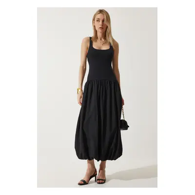 Happiness İstanbul Women's Black Balloon Midi Dress