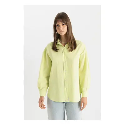 DEFACTO Relax Fit Flared Cotton Long Sleeve Shirt Tunic