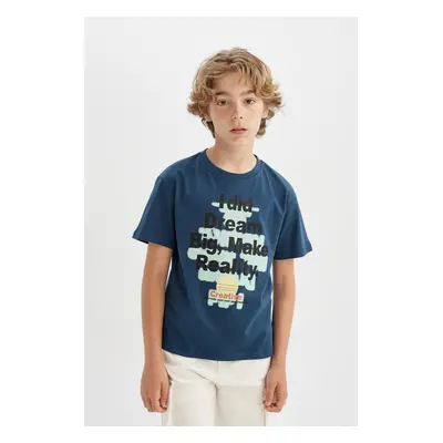 DEFACTO Boy's Crew Neck Printed Short Sleeve T-shirt