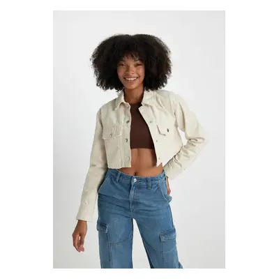 DEFACTO Oversize Fit Crop Gabardine Shirt Jacket