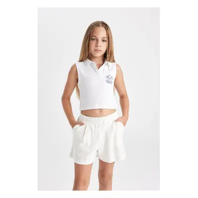 DEFACTO Girl's Polo Neck Sports Printed Undershirt