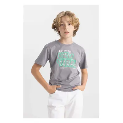 DEFACTO Boy's Crew Neck Printed Short Sleeve T-Shirt