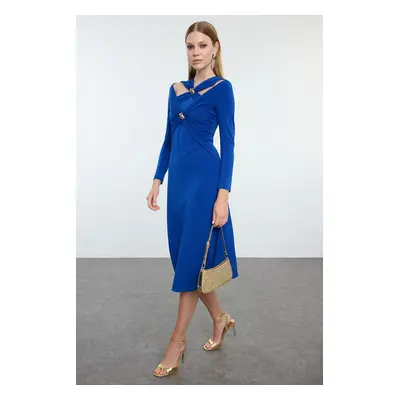 Trendyol Saxe Accessory Detailed Knitted Chic Midi Evening Dress