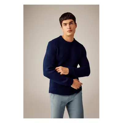 DEFACTO Navy Blue Standard Fit Regular Cut Crew Neck Knitwear Sweater