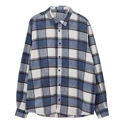 Trendyol Large Size Navy Blue Winter Checkered Lumberjack Shirt