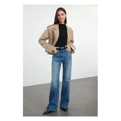 Trendyol Dark Blue High Waist Wide Leg Jeans