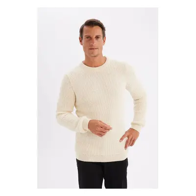 DEFACTO Standard Fit Regular Cut Crew Neck Textured Knitwear Sweater