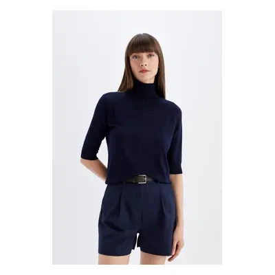 DEFACTO Regular Fit Turtleneck Half Sleeve Basic Plain Knitwear Sweater