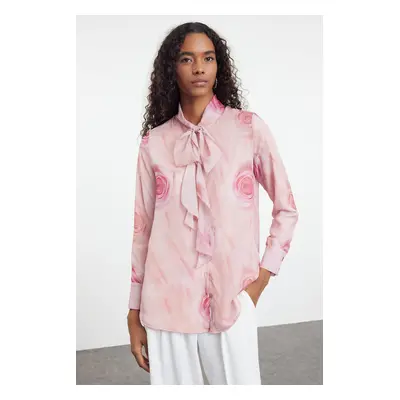 Trendyol Dusty Rose Patterned Ruffle Woven Shirt