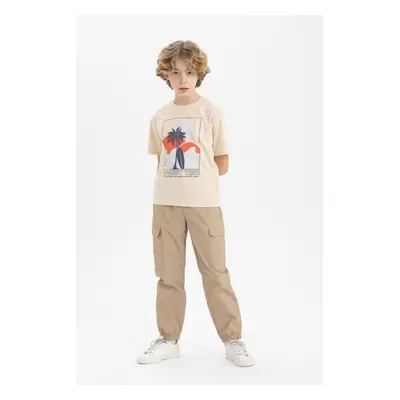 DEFACTO Boys Cargo Pocket Waist Tie Elastic Leg Jogger Parachute Pants