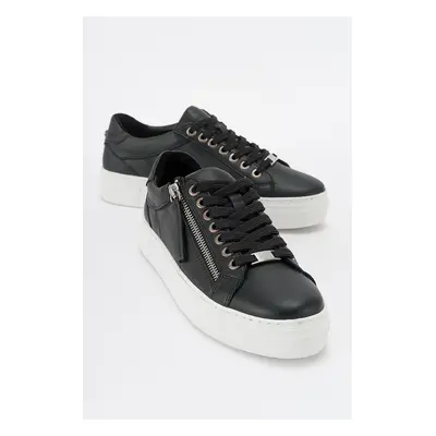 LuviShoes BERLY Black Genuine Leather Women's Sneakers