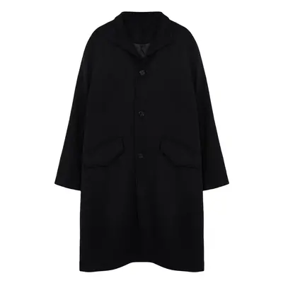 Trendyol Black Oversize Fit Stand Collar Long Stash Winter Coat