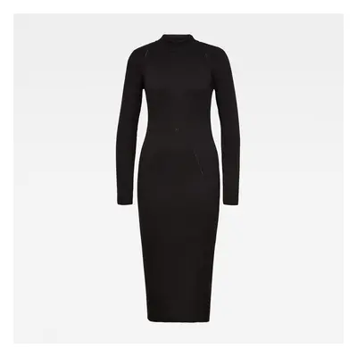 G-STAR Dress - Plated lynn dress mock slim knit wm black