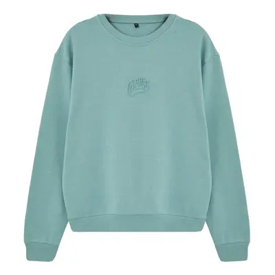 Trendyol Mint Oversize/Wide Cut Embossed Text Printed Polar Fleece Inside Sweatshirt