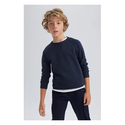 DEFACTO Boy's Navy Blue New Crew Neck School Sweatshirt