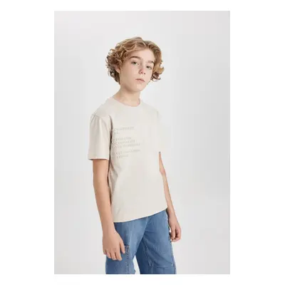 DEFACTO Boys' Crew Neck Printed Short Sleeve T-Shirt