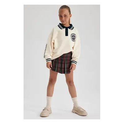 DEFACTO Girl's Checked Pleated Skirt