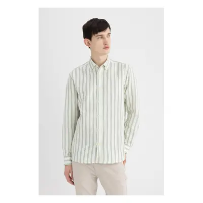 DEFACTO Regular Fit Striped Cotton Long Sleeve Shirt