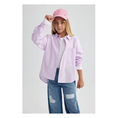 DEFACTO Girls Poplin Long Sleeve Shirt