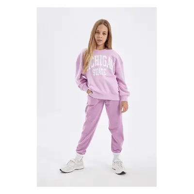 DEFACTO Girls Elastic Waist Leg Pocket Jogger School Sweatpants