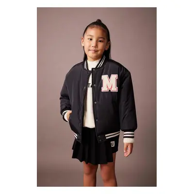 DEFACTO Girls Water Repellent Embroidered College Collar Snap Fastener Double Pocket Seasonal Li