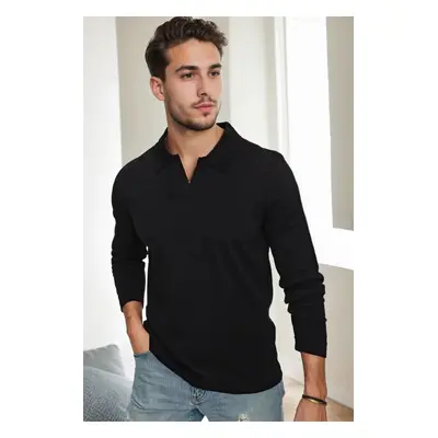 86813 Dewberry Polo Neck Long Sleeve Knitwear-BLACK