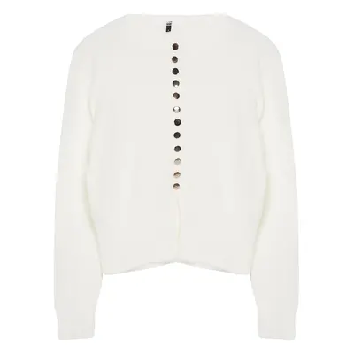 Trendyol Ecru Basic Buttoned Jacket Look Knitwear Cardigan