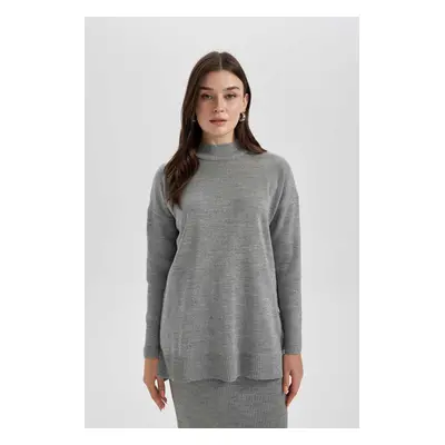 DEFACTO Regular Fit Half Turtleneck Basic Plain Knitwear Sweater Tunic