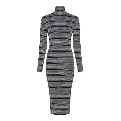 Tommy Hilfiger Dress - METALLIC HIGH-NK DRESS LS white/black