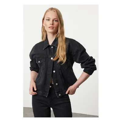 Trendyol Black Belt Detailed Denim Jacket