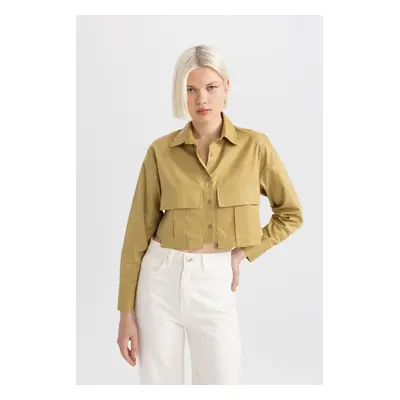 DEFACTO Crop Gabardine Long Sleeve Shirt