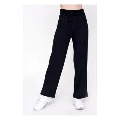 54226 Dewberry Ribbed Knitwear Trousers-BLACK