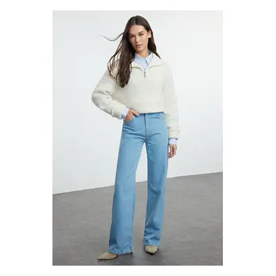 Trendyol Blue High Waist Wide Leg Jeans