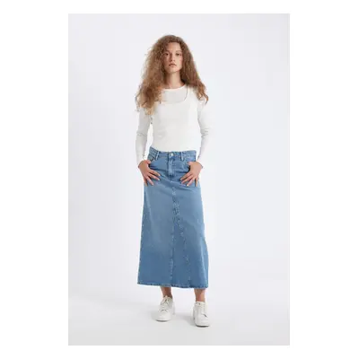 DEFACTO Fashion Fit Pocketed Maxi Jean Skirt