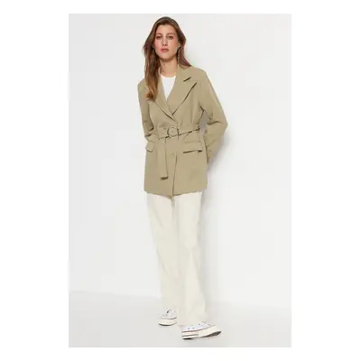 Trendyol Khaki Regular Lined Binding Detailed Woven Blazer Jacket