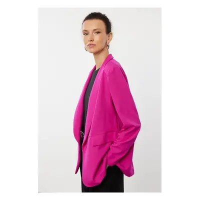 Trendyol Fuchsia Shawl Collar Regular/Regular Pattern Woven Blazer Jacket