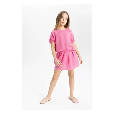 DEFACTO Girl 2-Piece Set Crew Neck Short Sleeve T-Shirt Skirt