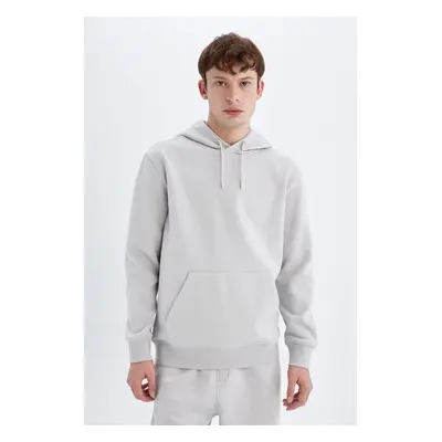 DEFACTO Regular Fit Hooded Soft Furry Basic Plain Sweatshirt