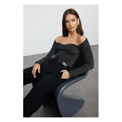 Trendyol Black Lurex Yarn Knitwear Sweater