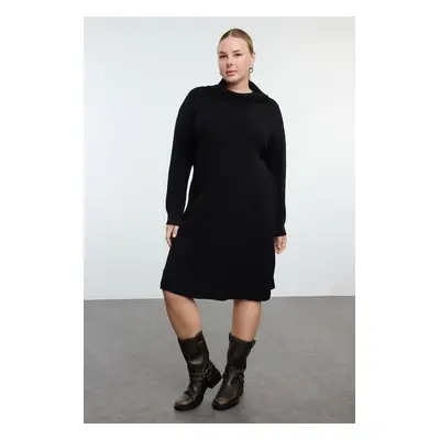 Trendyol Curve Black Turtleneck Mini Knit Dress